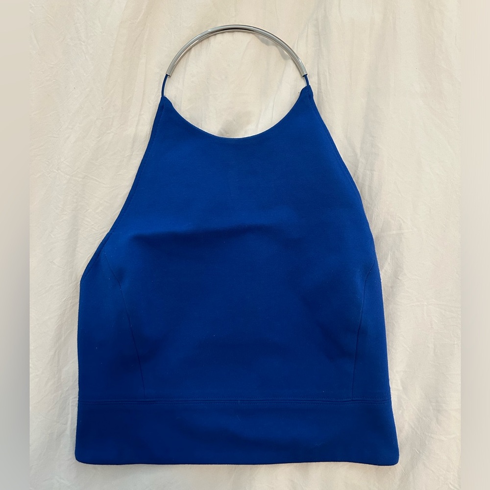 Aritzia Wilfred Blue Backless Halter Top